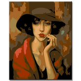 Paint by Numbers Painting Lady with Hat